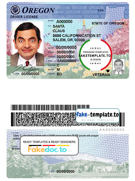 USA Oregon state driving license template in PSD format – Fake-Template.to