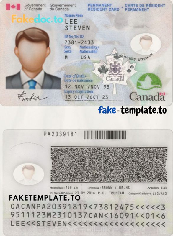 Canada Id Card Template Psd – Fake-template.to